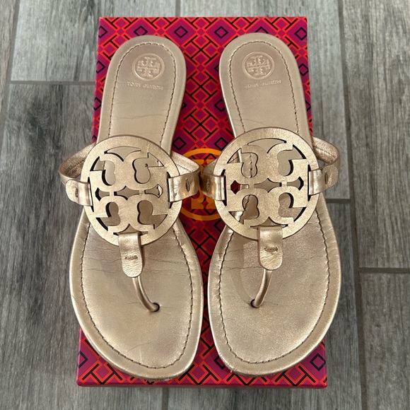 🎀Authentic Tory Burch Miller Sandals & Box Sz10 Rose Gold 💎 - Picture 10 of 11
